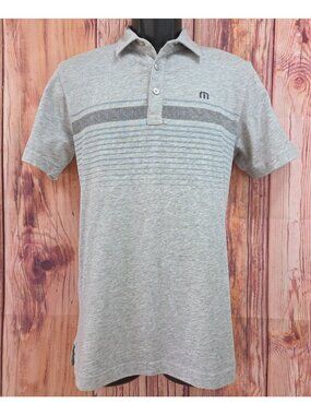Travis Mathew Mens Gray Polo Small Stripe Design